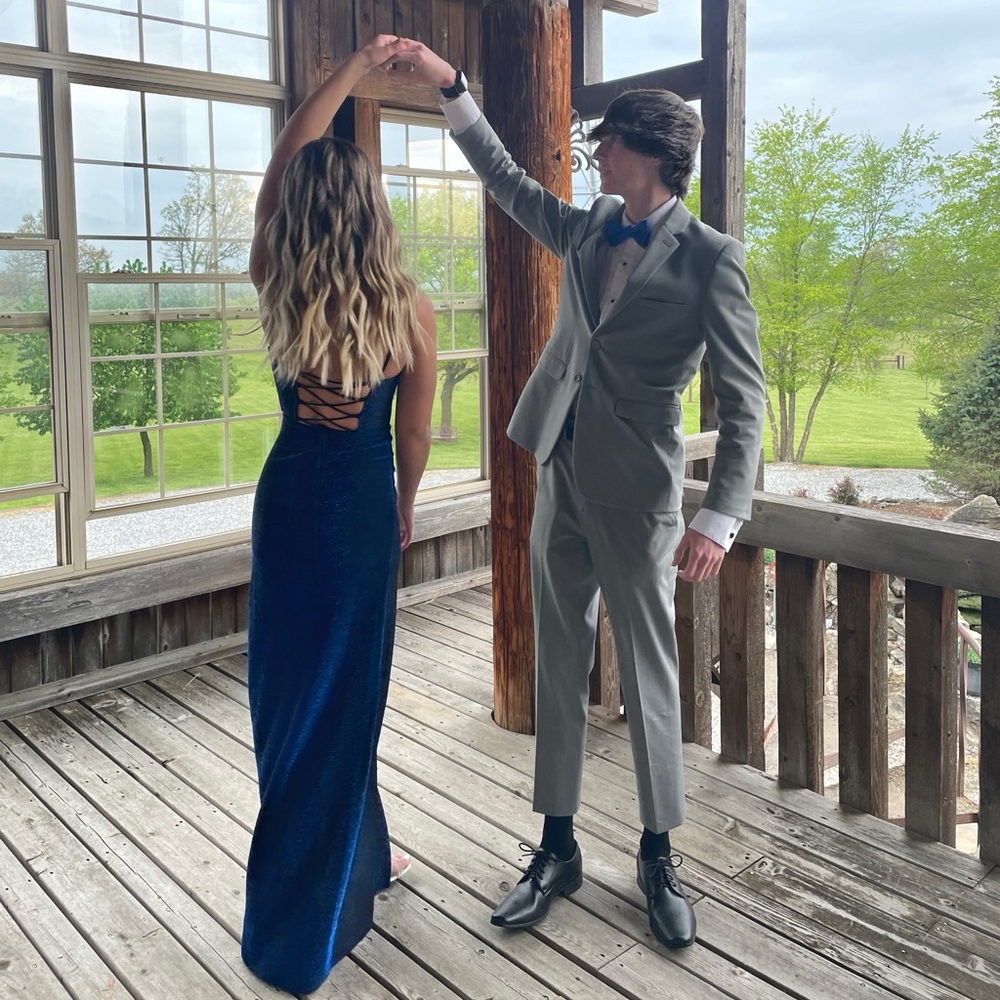 Blue Corset Prom Dress